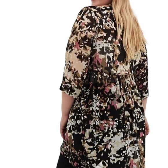 TORRID Lexie Ikat Floral Chiffon High-Low Babydoll Tunic Blouse - Size 1X - Picture 2 of 10
